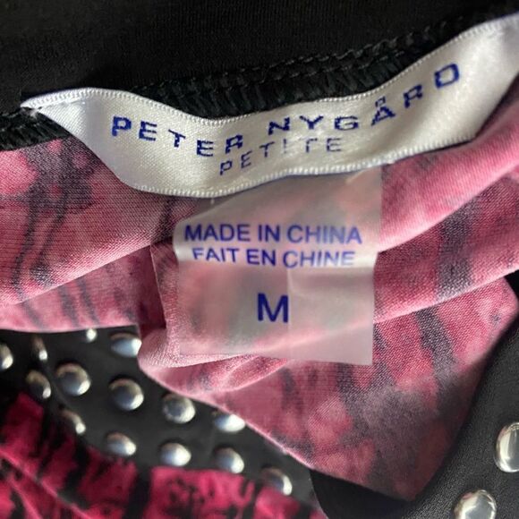 Peter Nygard Black/Pink Long Sleeve Zip Up Dress - Picture 4 of 5